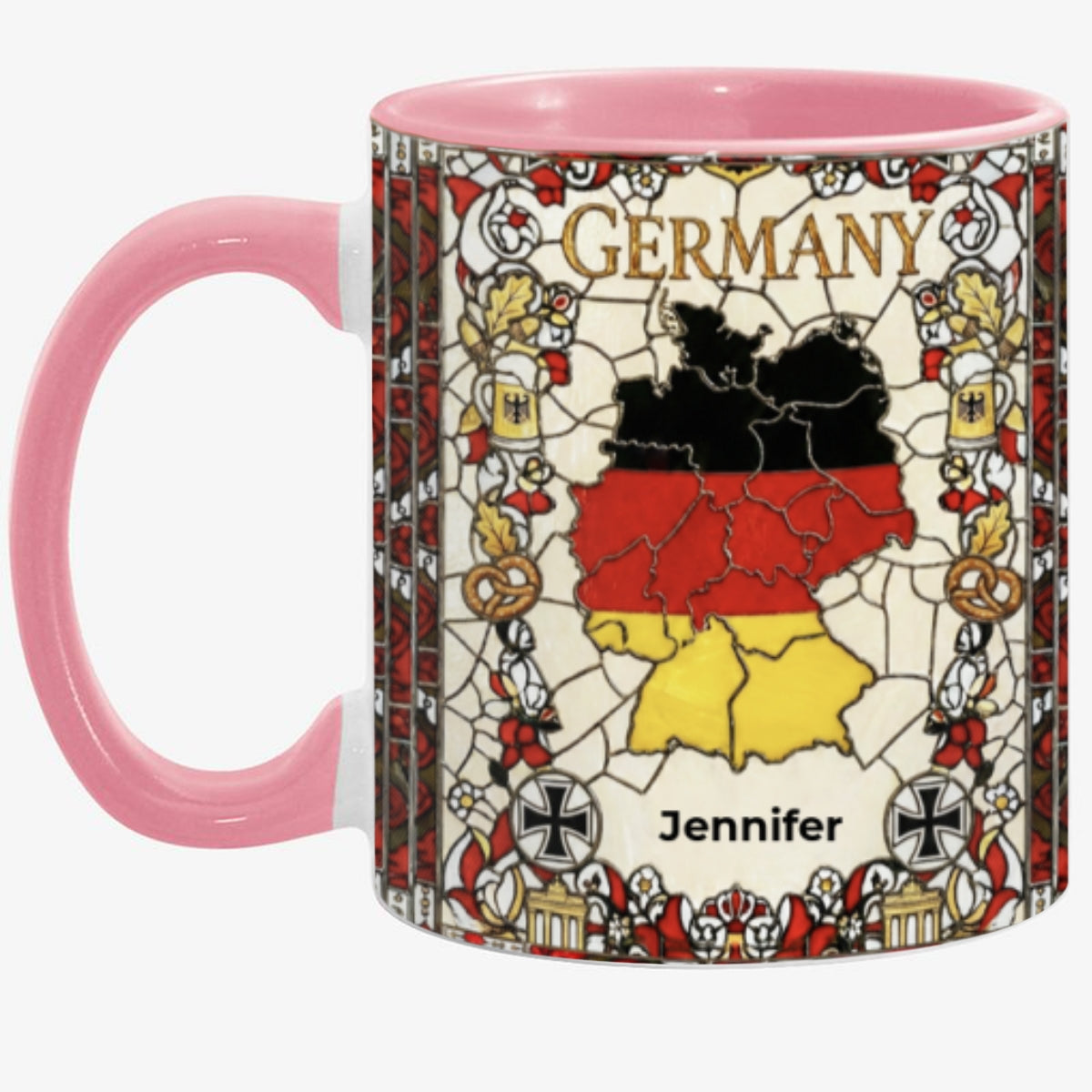 Custom Germany Accent Mug With Flower Patterns