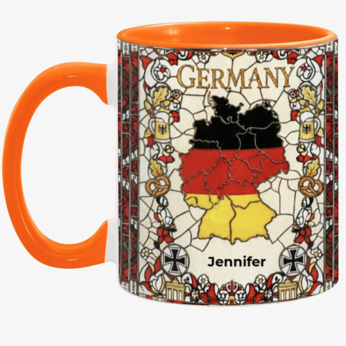 Custom Germany Accent Mug With Flower Patterns