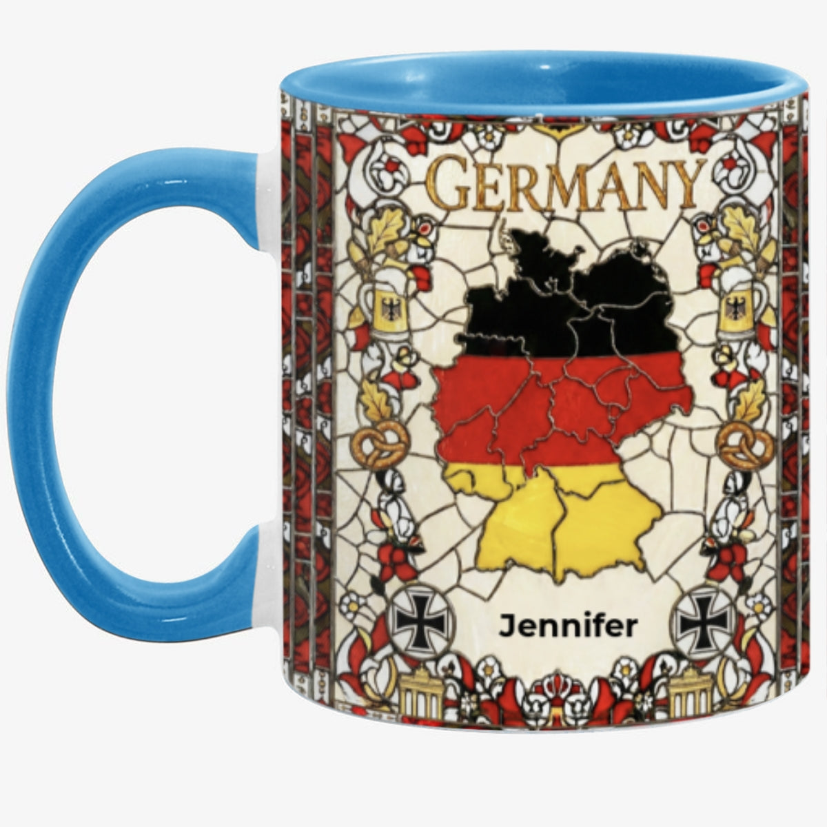 Custom Germany Accent Mug With Flower Patterns
