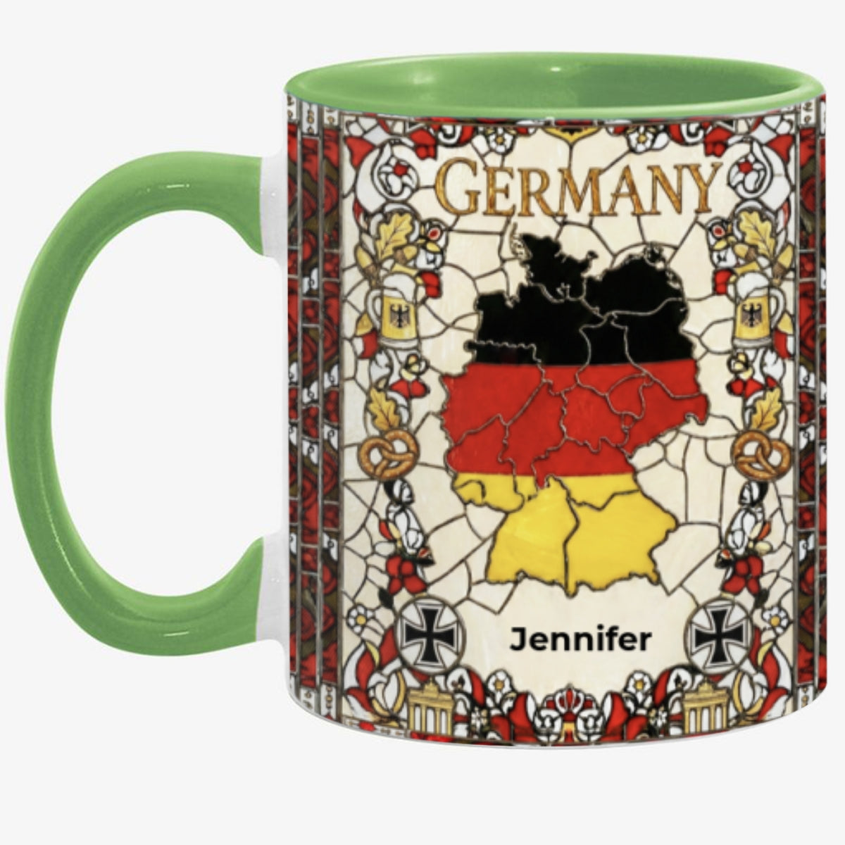 Custom Germany Accent Mug With Flower Patterns