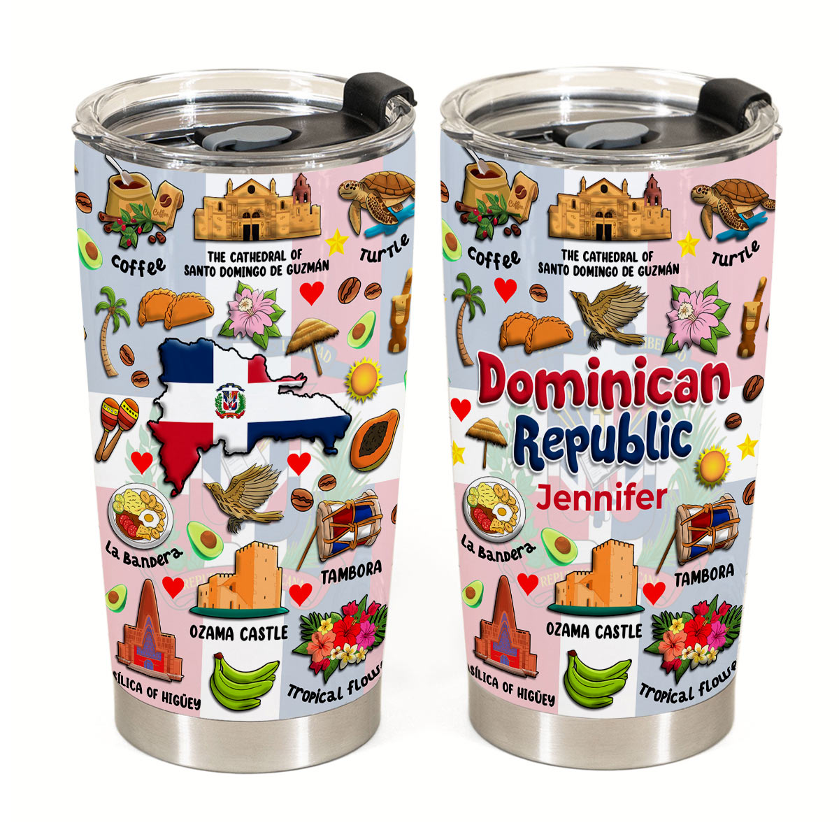 Custom Dominican Republic Tumbler Symbols Flag