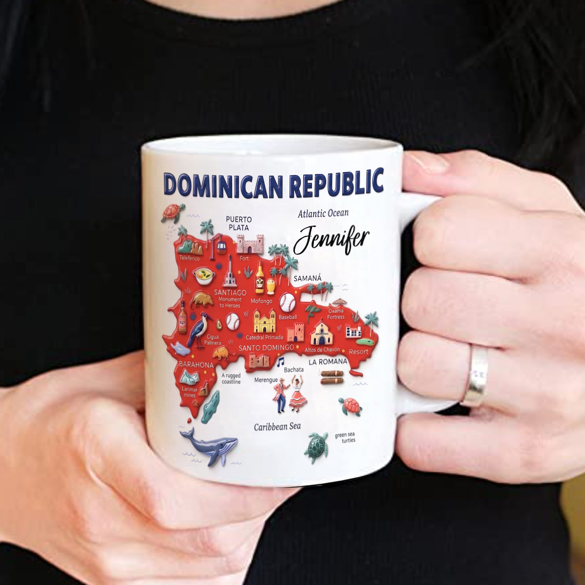 Personalized Dominican Republic Mug With Map, Name