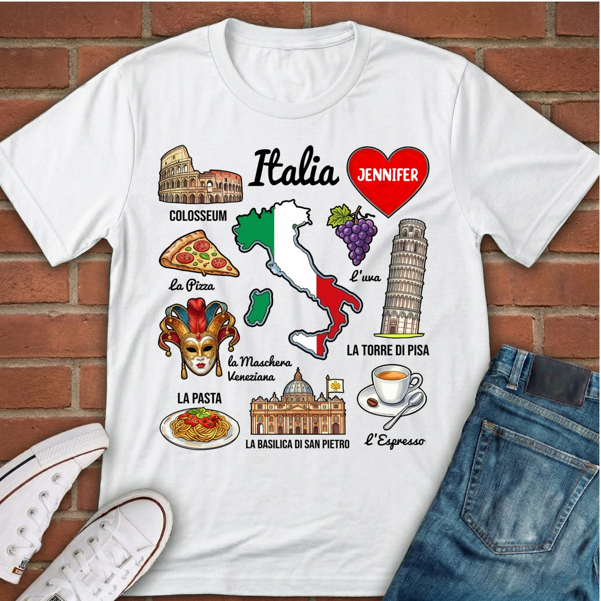 Custom Italia Italy T-shirt With Symbols