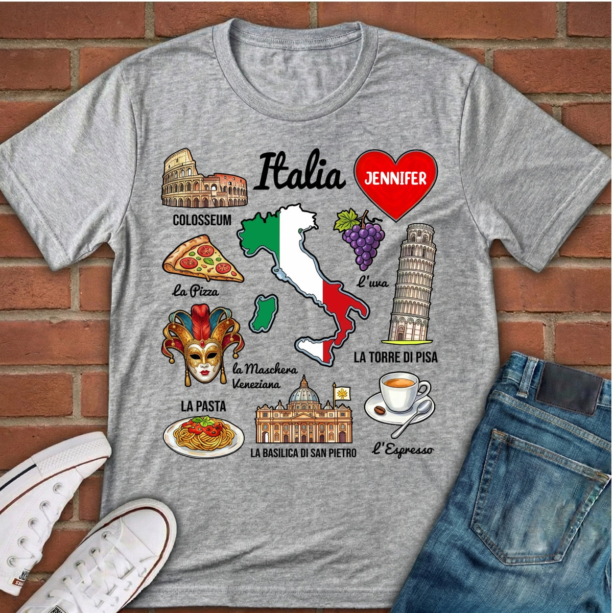 Custom Italia Italy T-shirt With Symbols