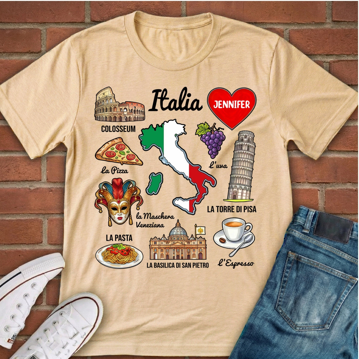 Custom Italia Italy T-shirt With Symbols