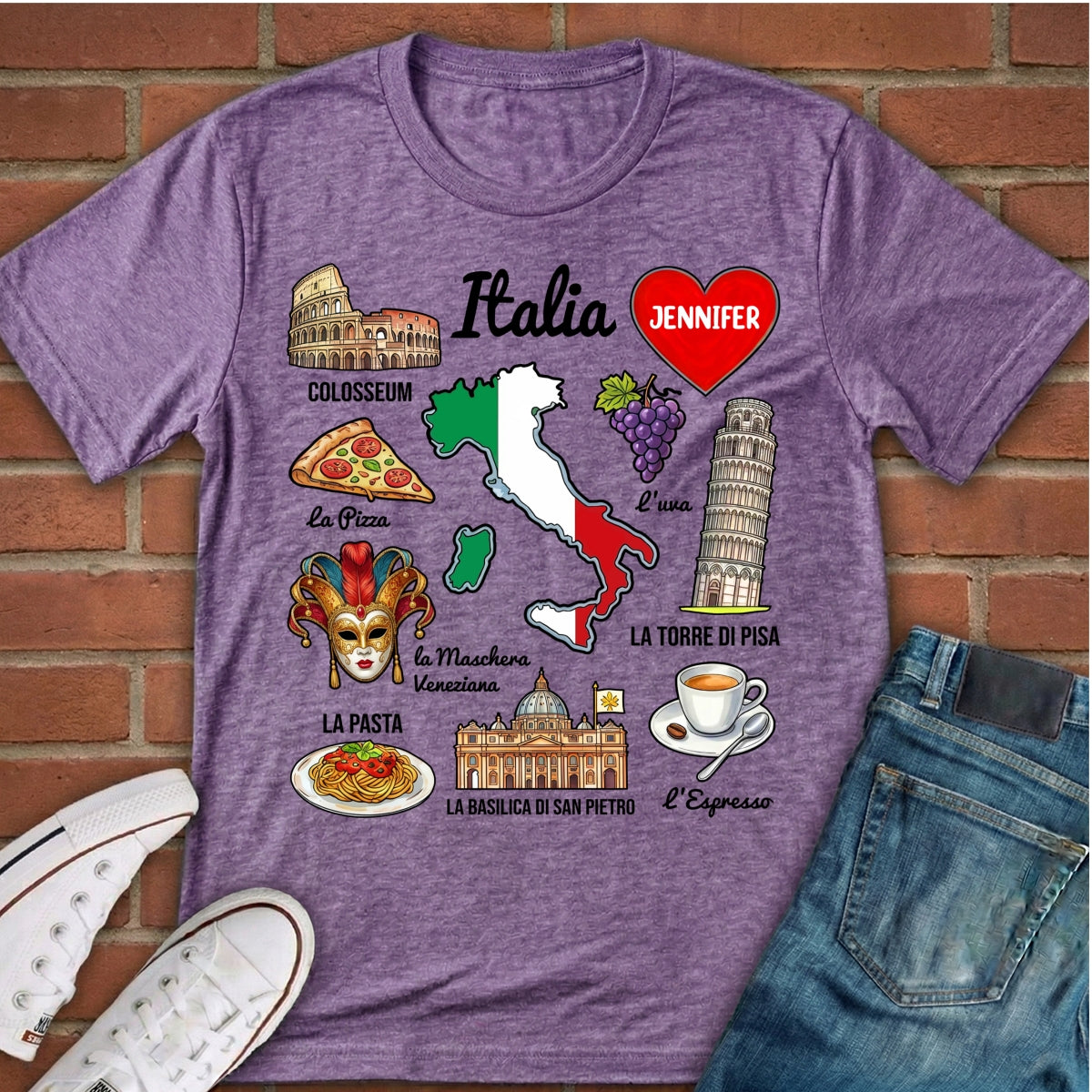 Custom Italia Italy T-shirt With Symbols