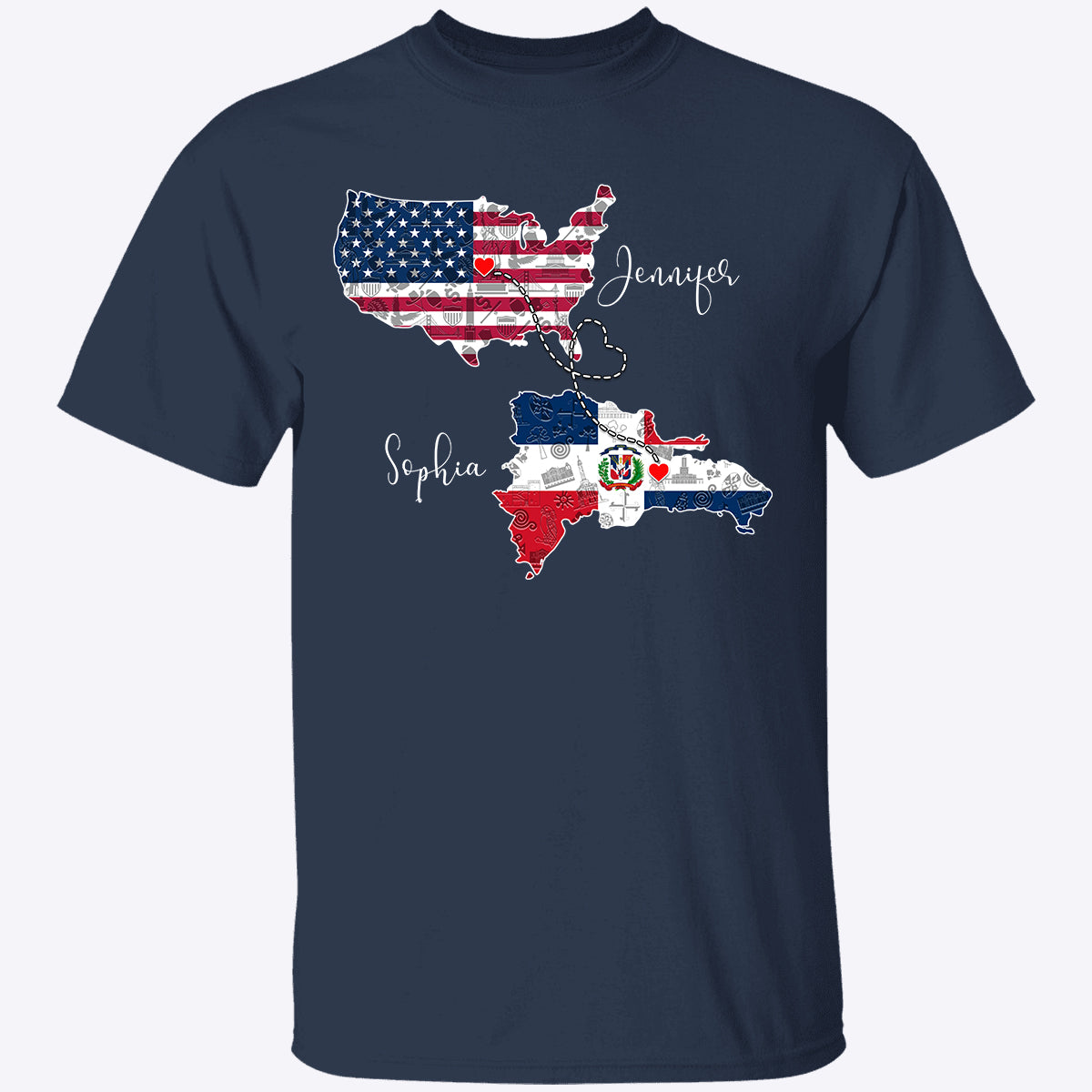 Custom Dominican American Map T-shirt With Name