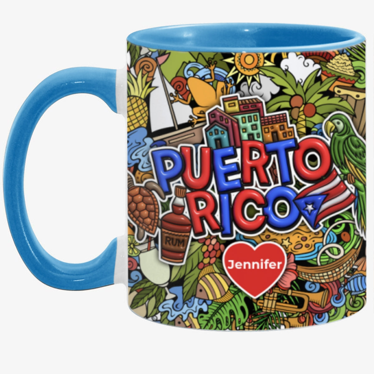 Custom Puerto Rico Accent Mug With Mixed Symbols