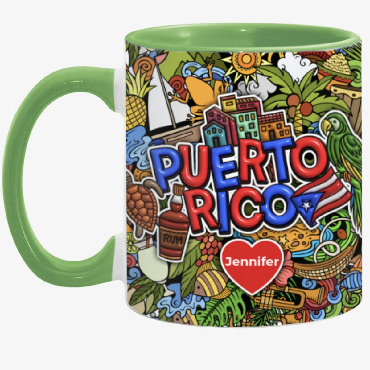 Custom Puerto Rico Accent Mug With Mixed Symbols