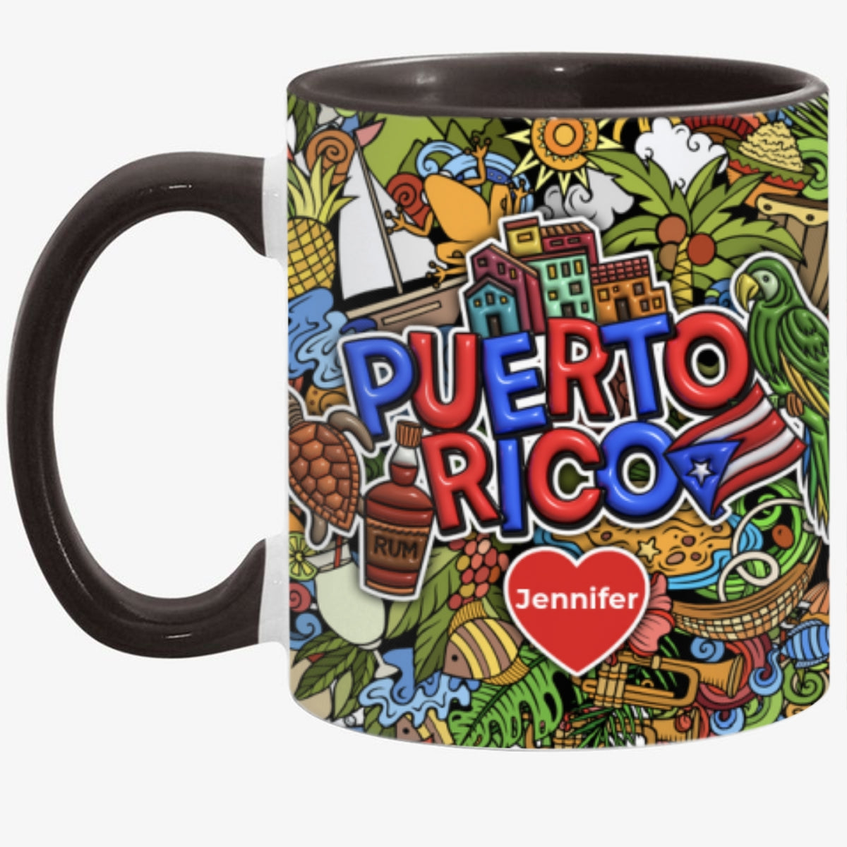 Custom Puerto Rico Accent Mug With Mixed Symbols