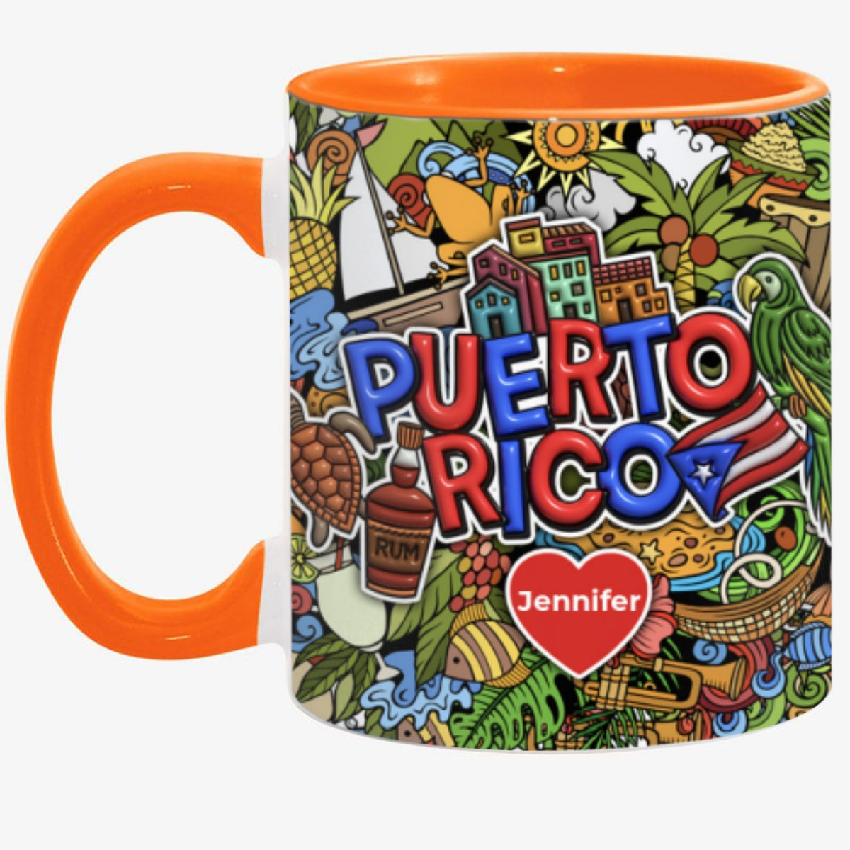 Custom Puerto Rico Accent Mug With Mixed Symbols