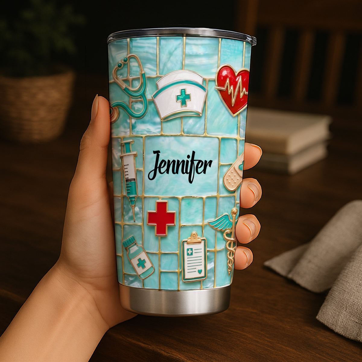 Custom Nurse Tumbler With Beautiful Symbols