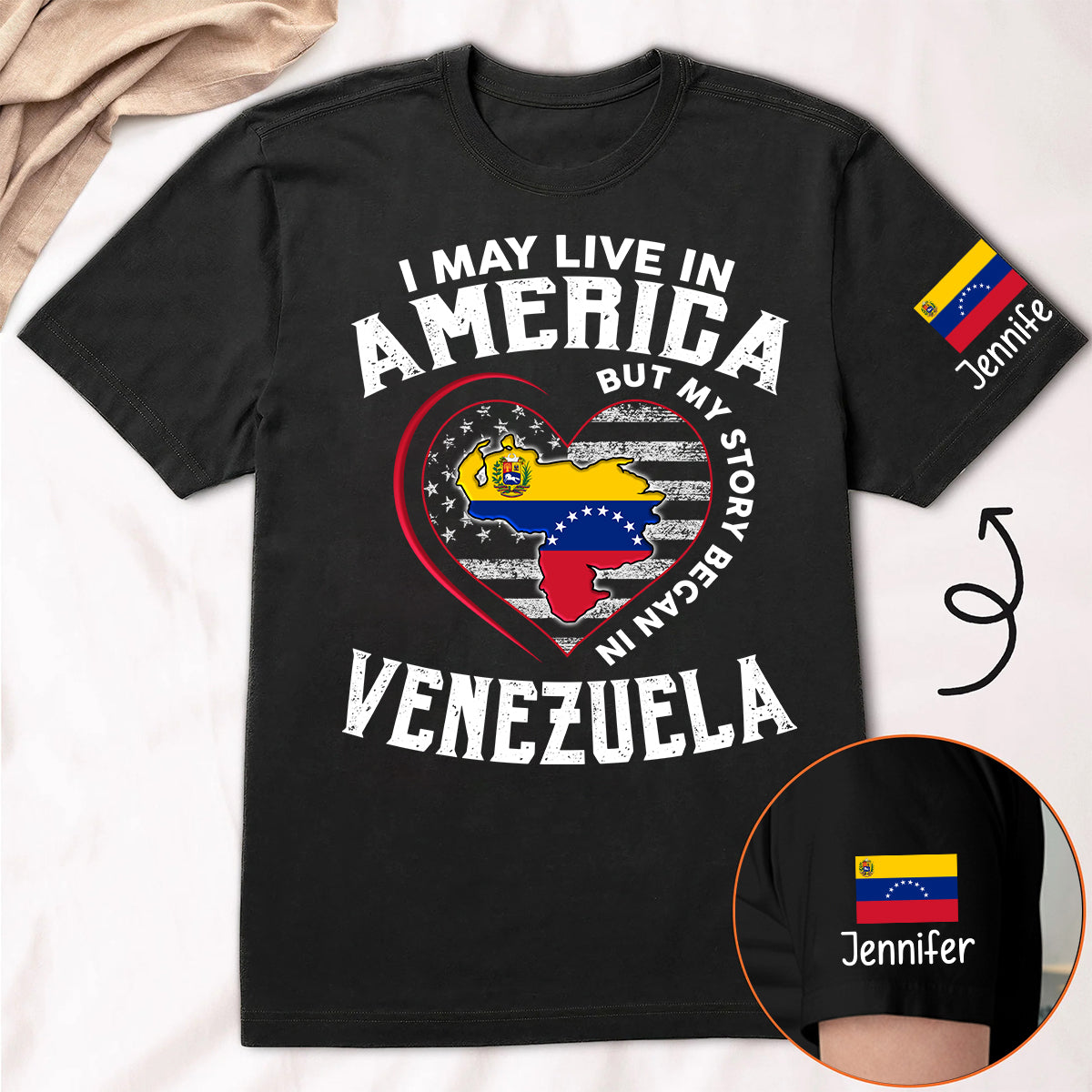 Custom My Story Began In Venezuela T-shirt With Name On The Sleeve