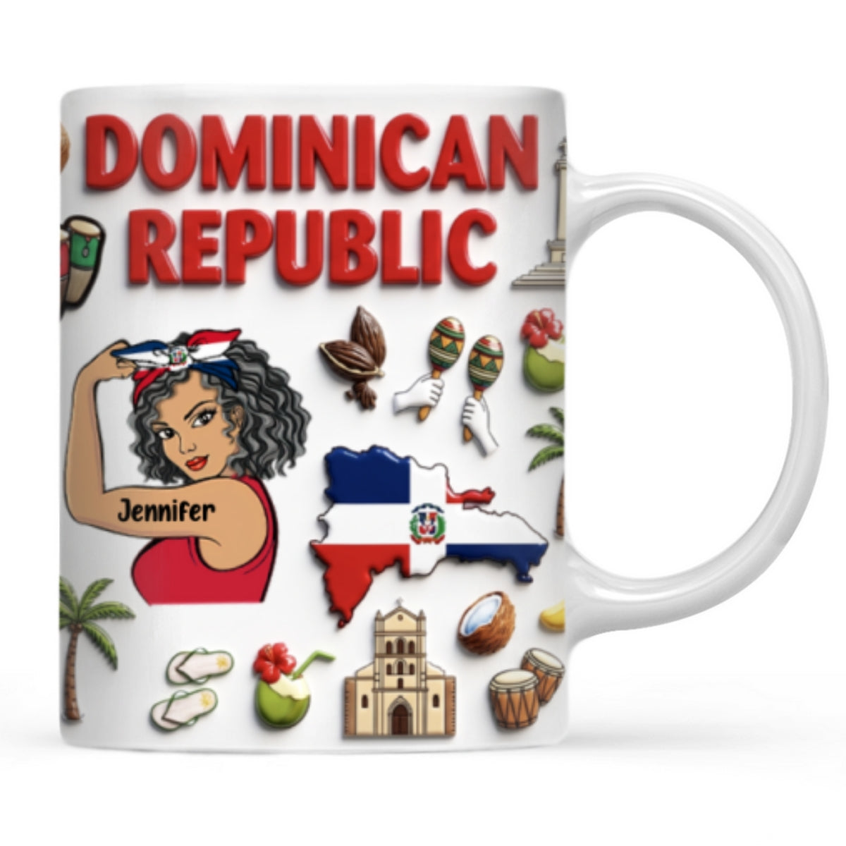 Custom Dominican Republic Mug With Clipart And Map