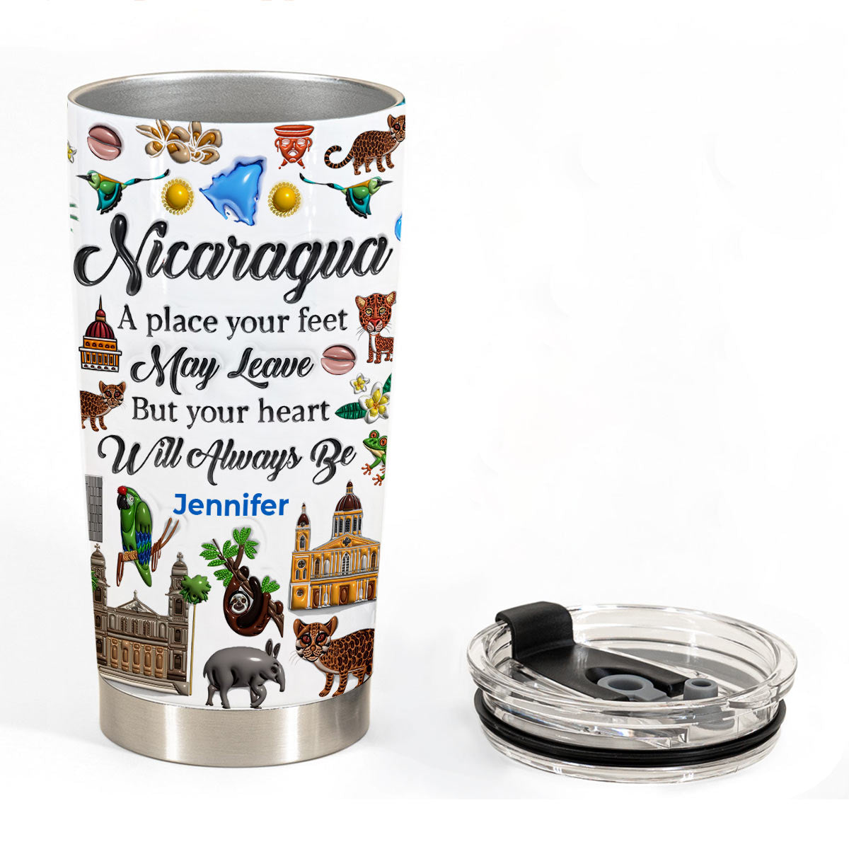 Custom Nicaragua A Place Your Feet May Leave Tumbler 20oz