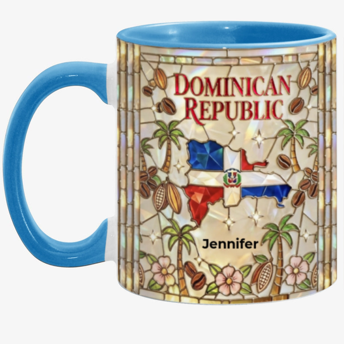 Custom Dominican Republic Accent Mug With Dominican Patterns