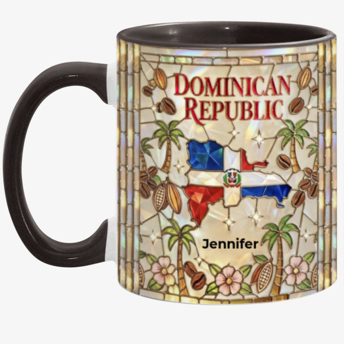 Custom Dominican Republic Accent Mug With Dominican Patterns