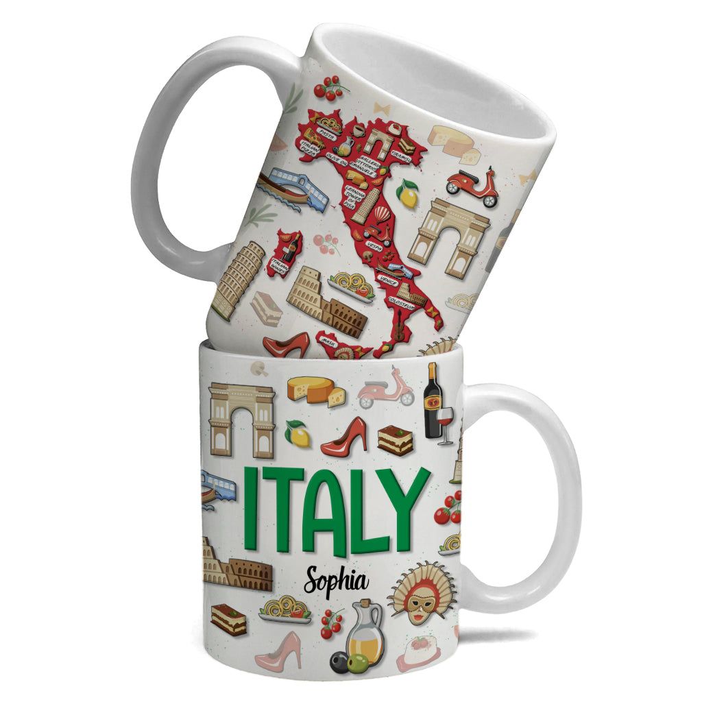Custom Italy Map Symbols Mug And Your Name