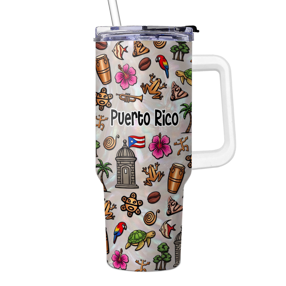 Custom Beautiful Puerto Rico Symbols 40oz Tumbler