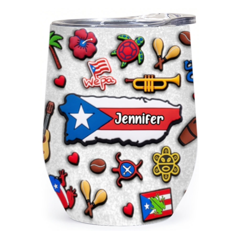 Custom Puerto Rico Tumbler 12oz With Many Color Background