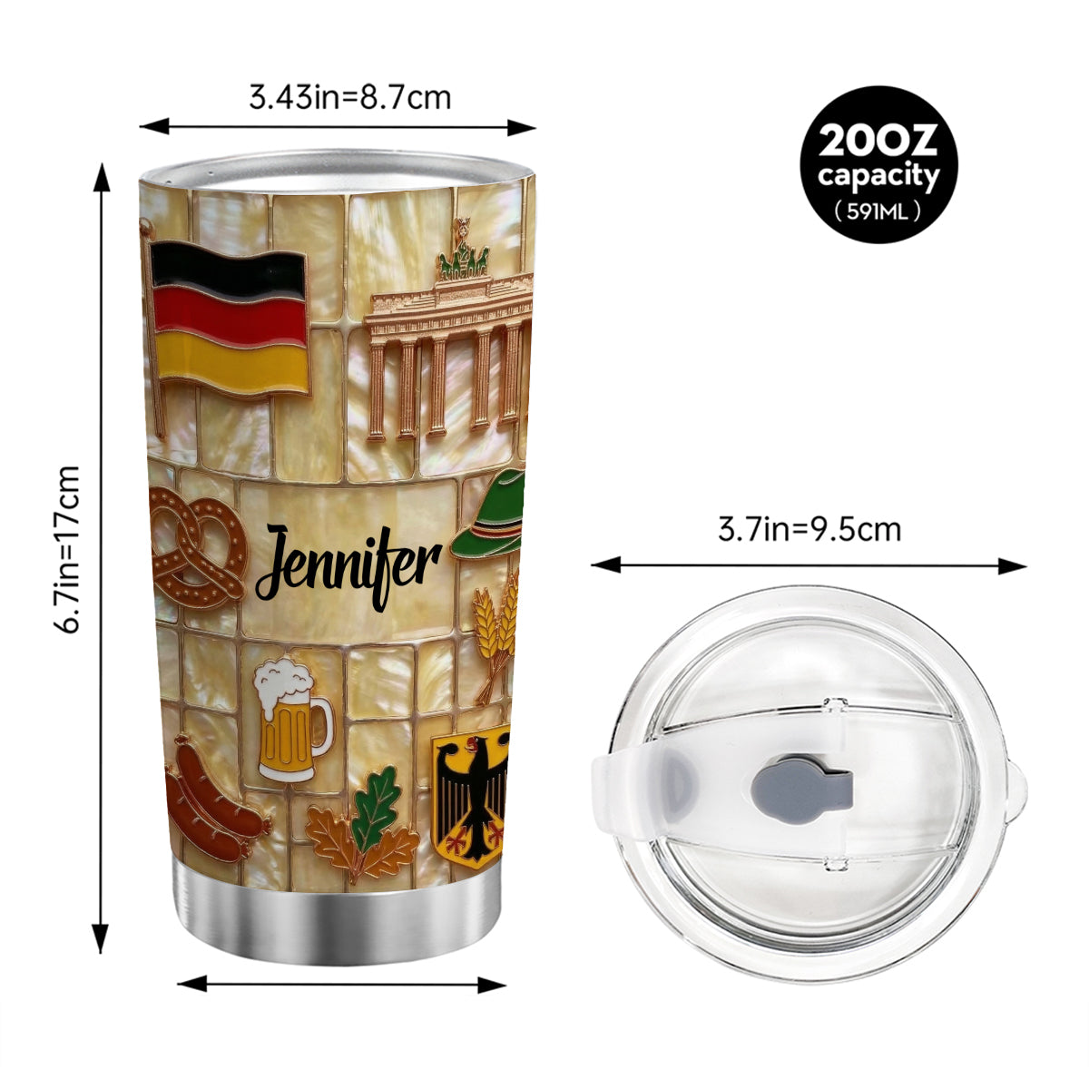 Custom Germany Tumbler With Beautiful Symbols