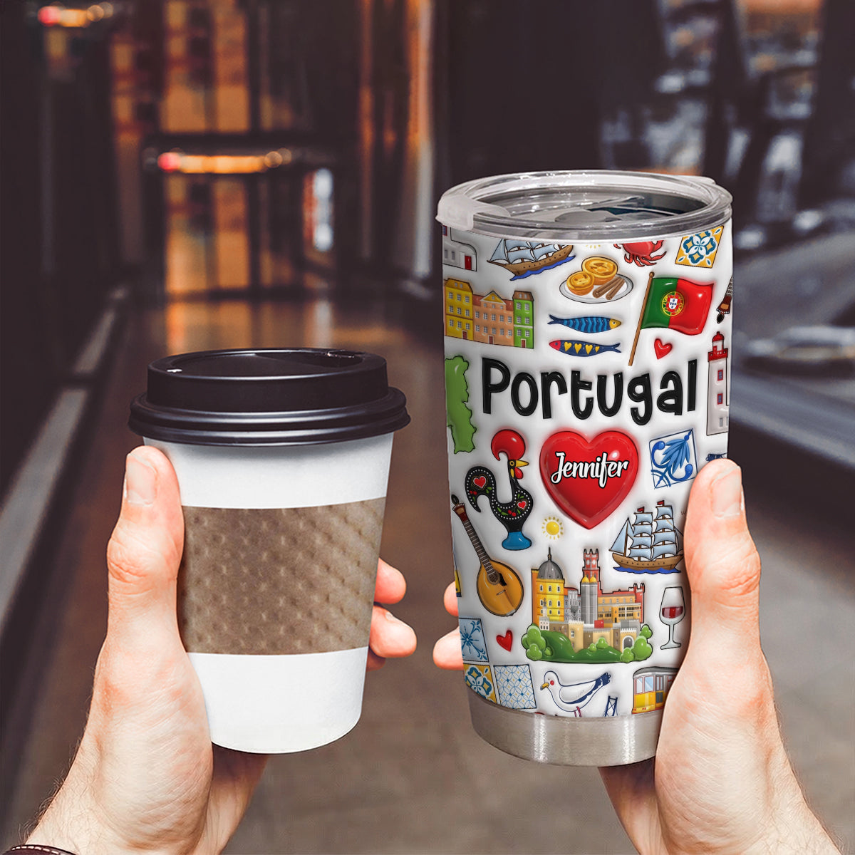 Custom Portugal Tumbler With Flag On Portugal