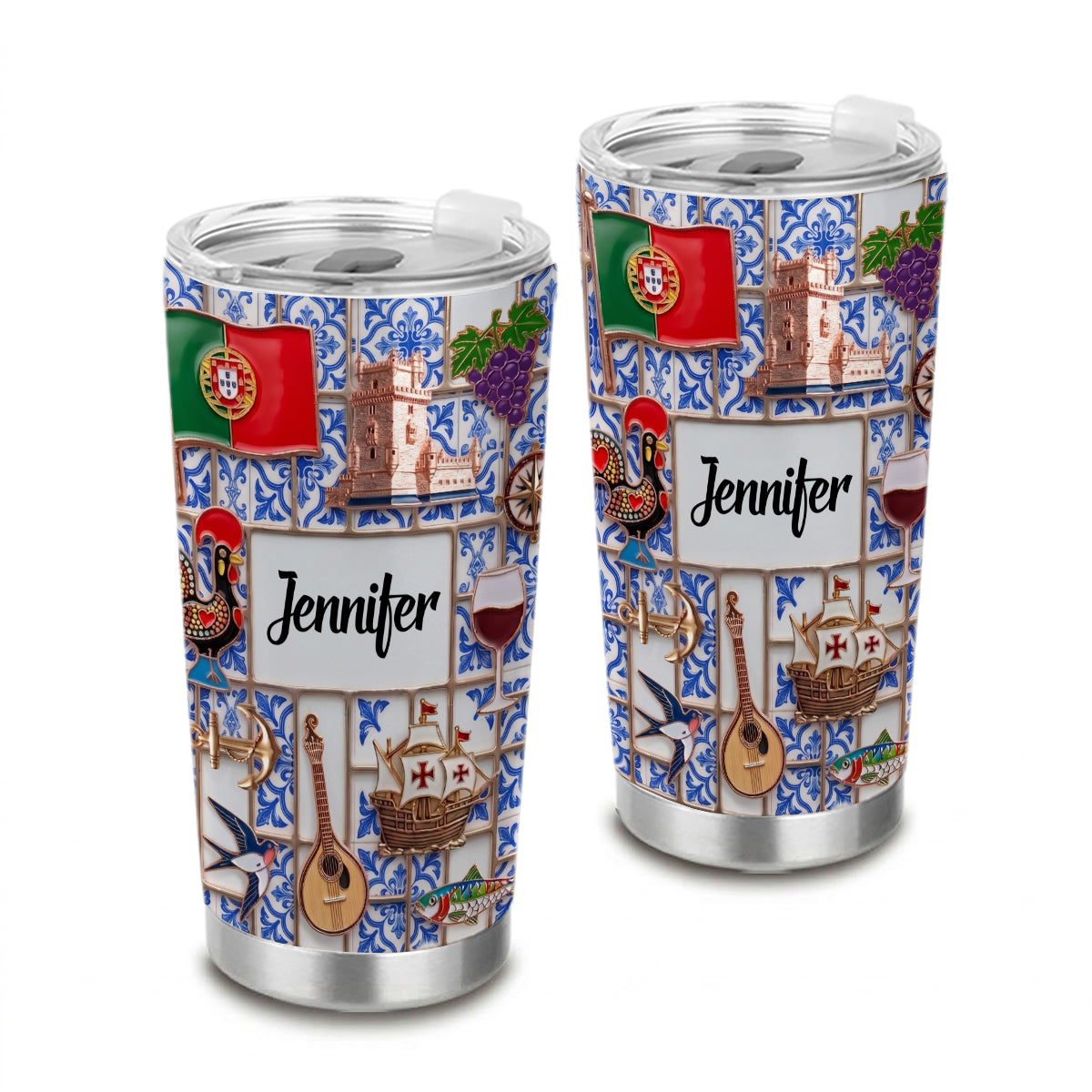 Custom Portugal Tumbler With Beautiful Symbols v2