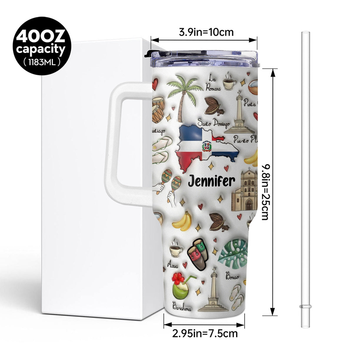 Custom Dominican Republic 40oz Tumbler With Your Name