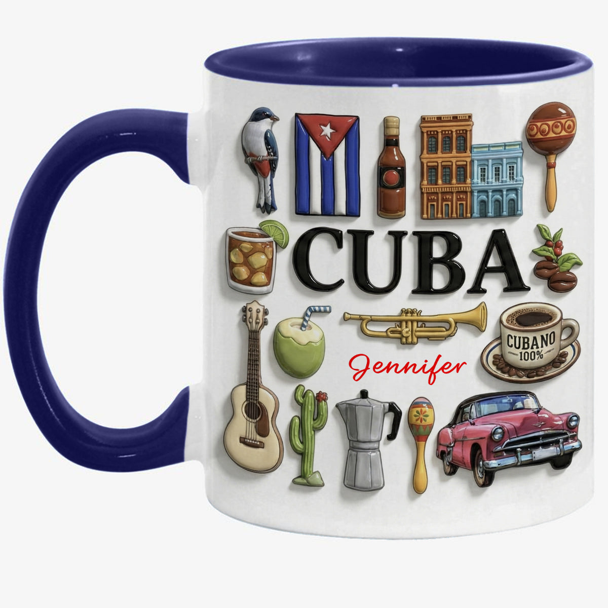 Custom Cuba Accent Mug With Many Cuba Symbols