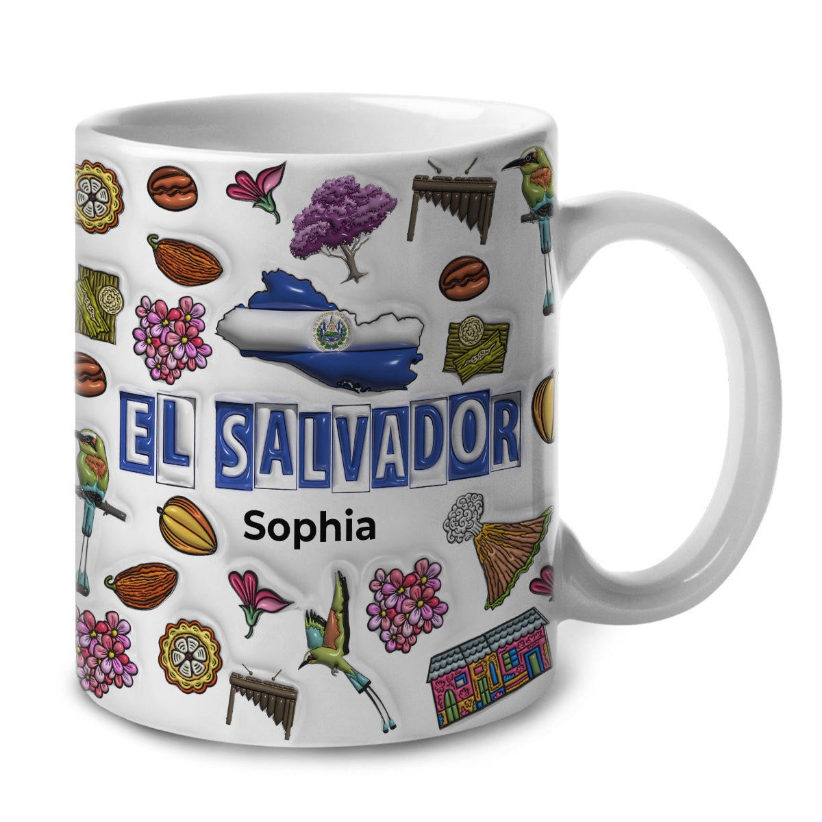 Custom El Salvador Mug With Map, Flag