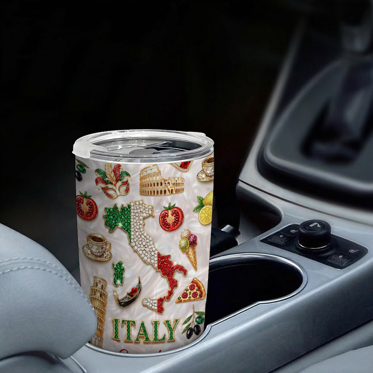 Custom Italy Tumbler With Italy Glitter Effect