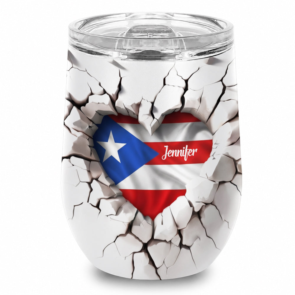 Custom Name Puerto Rico Pride Crack Wall Tumbler