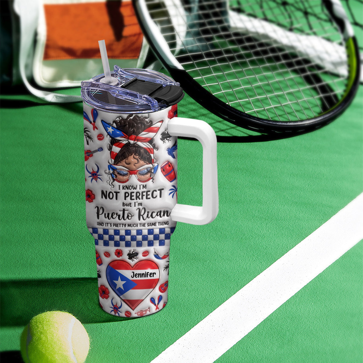 Custom I'm Not Perfect I'm Puerto Rican 40oz Tumbler With Name