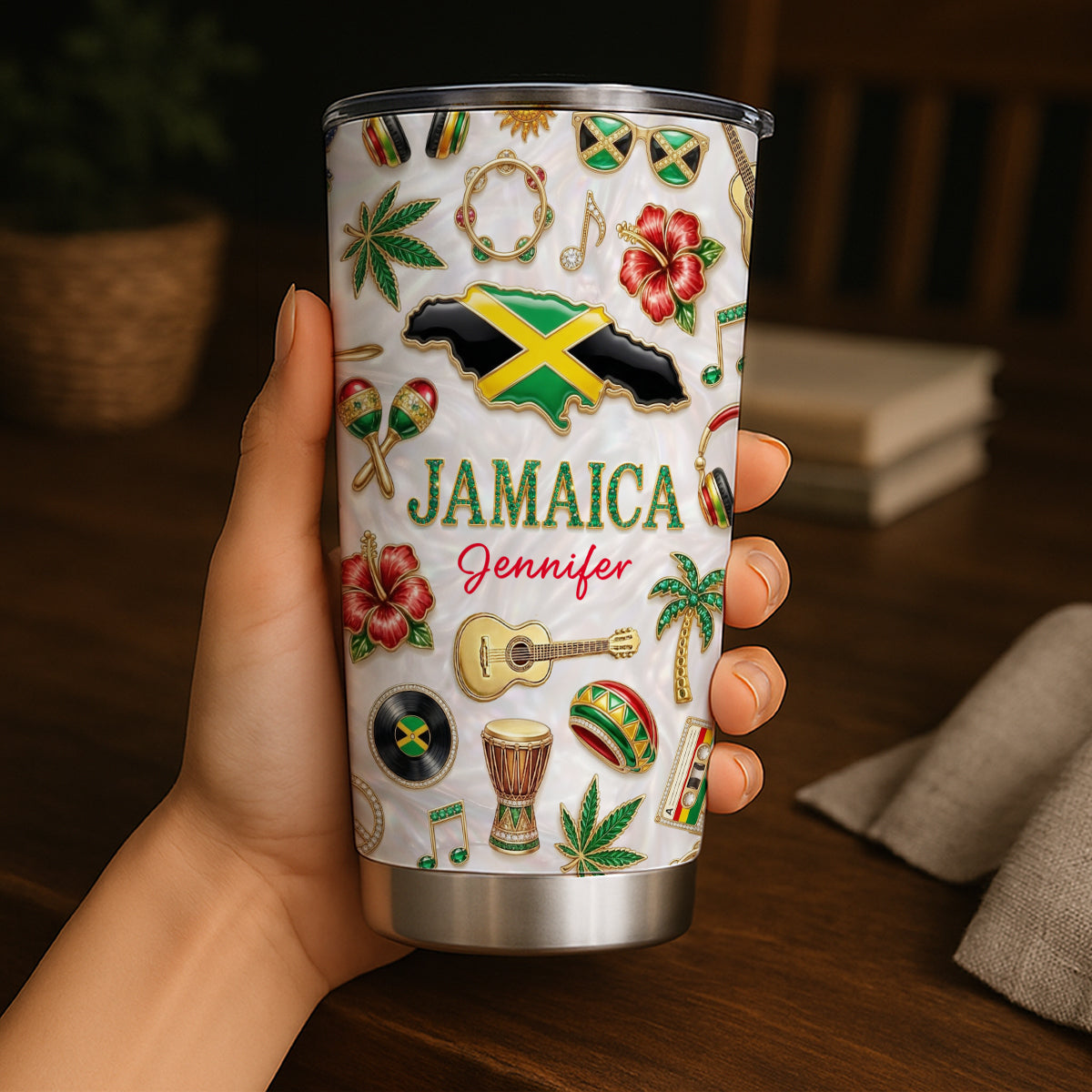 Custom Jamaica Tumbler With Jamaica Glitter Effect