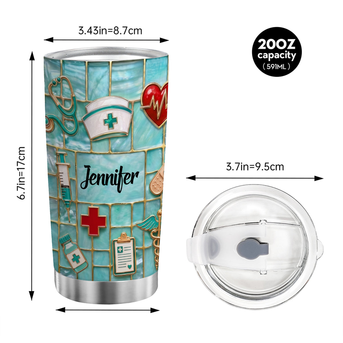 Custom Nurse Tumbler With Beautiful Symbols