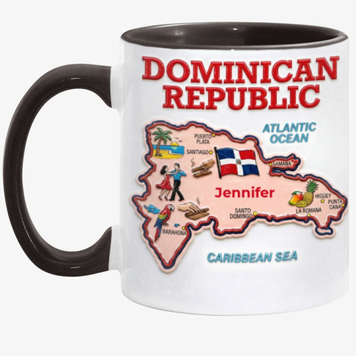 Custom Dominican Republic Map Accent Mug With Your Name
