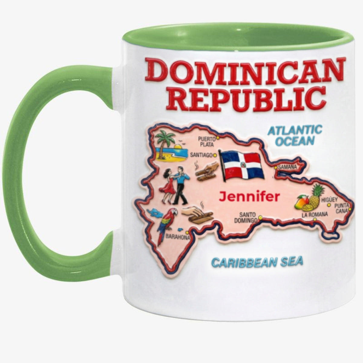 Custom Dominican Republic Map Accent Mug With Your Name
