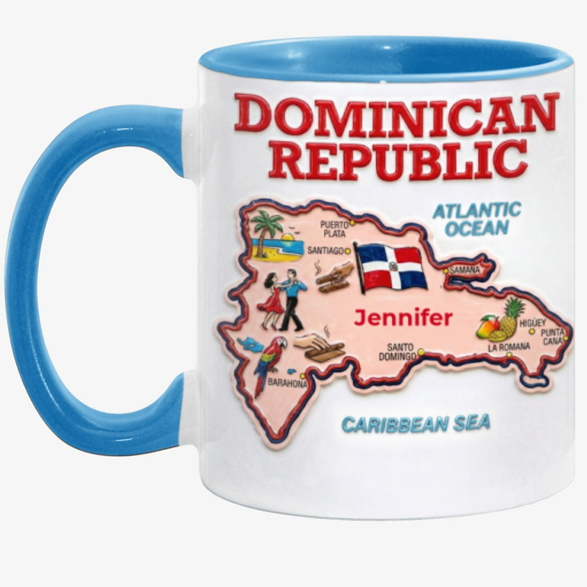 Custom Dominican Republic Map Accent Mug With Your Name