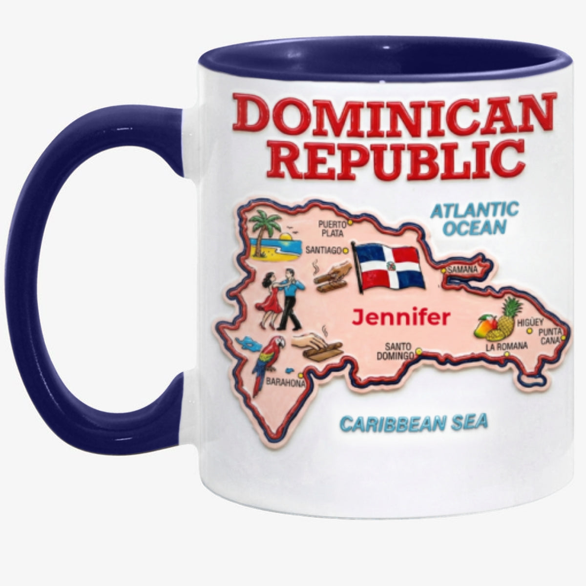 Custom Dominican Republic Map Accent Mug With Your Name