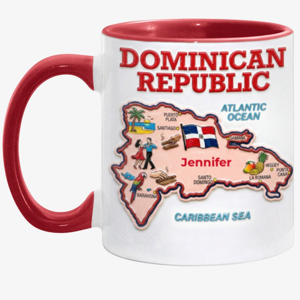 Custom Dominican Republic Map Accent Mug With Your Name