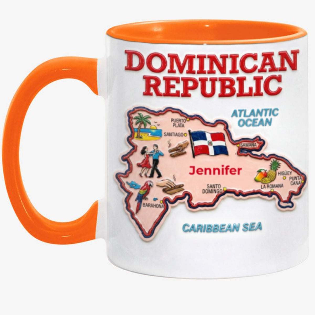 Custom Dominican Republic Map Accent Mug With Your Name