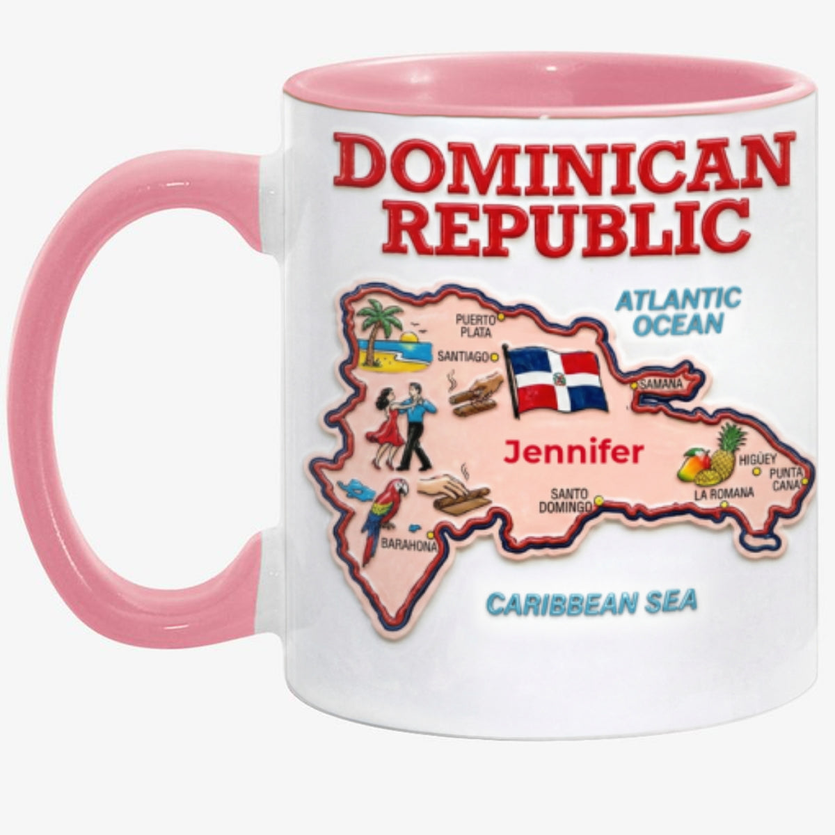 Custom Dominican Republic Map Accent Mug With Your Name