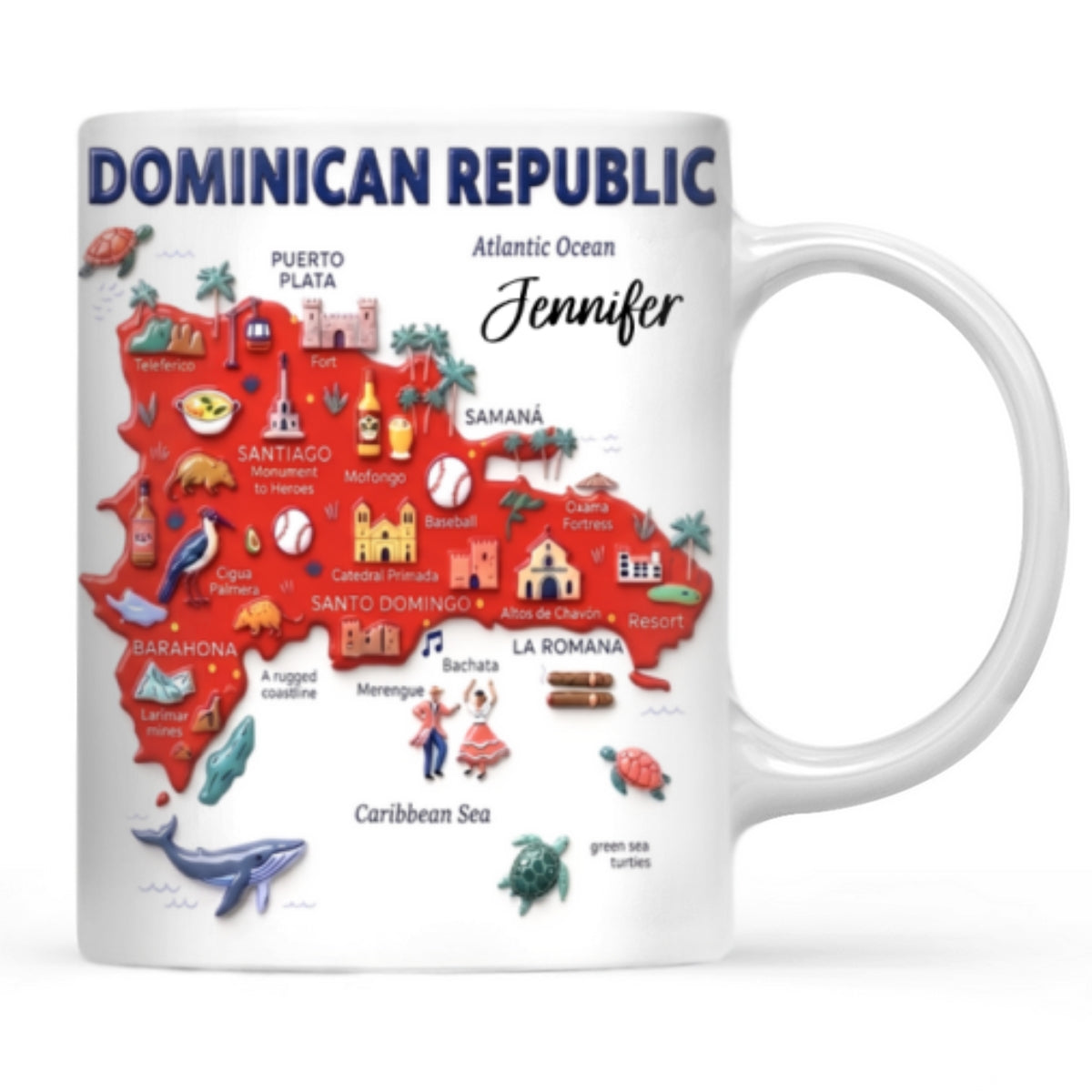 Personalized Dominican Republic Mug With Map, Name
