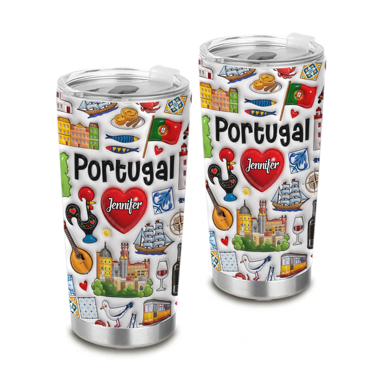 Custom Portugal Tumbler With Flag On Portugal