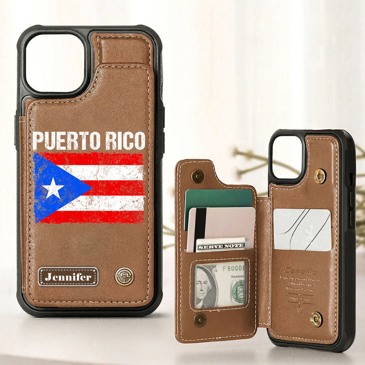 Personalized Puerto Rico Flag Wallet Phone Case