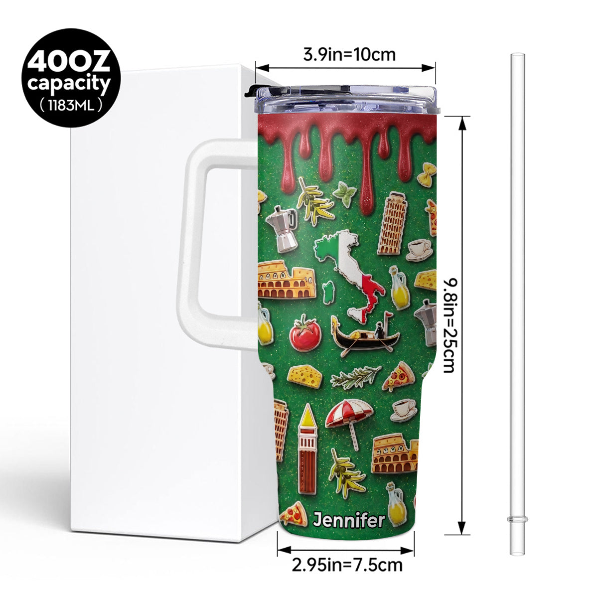 Custom Italy With Color Of Italy Flag Tumbler