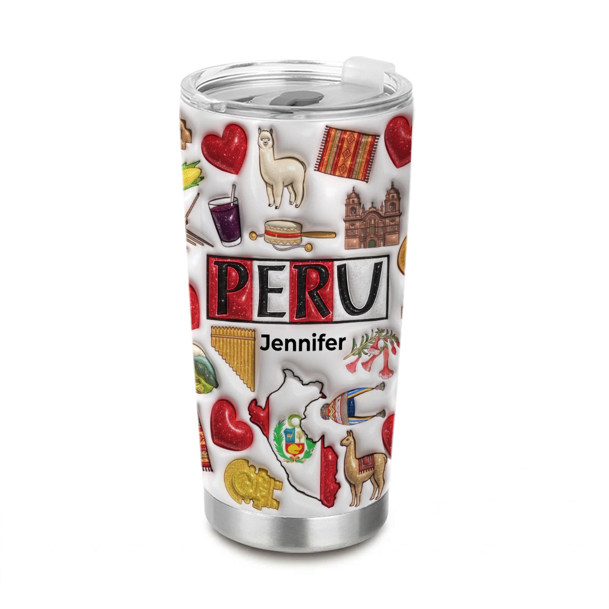 Custom Peru Tumbler With Your Name With Glitter Effect Print