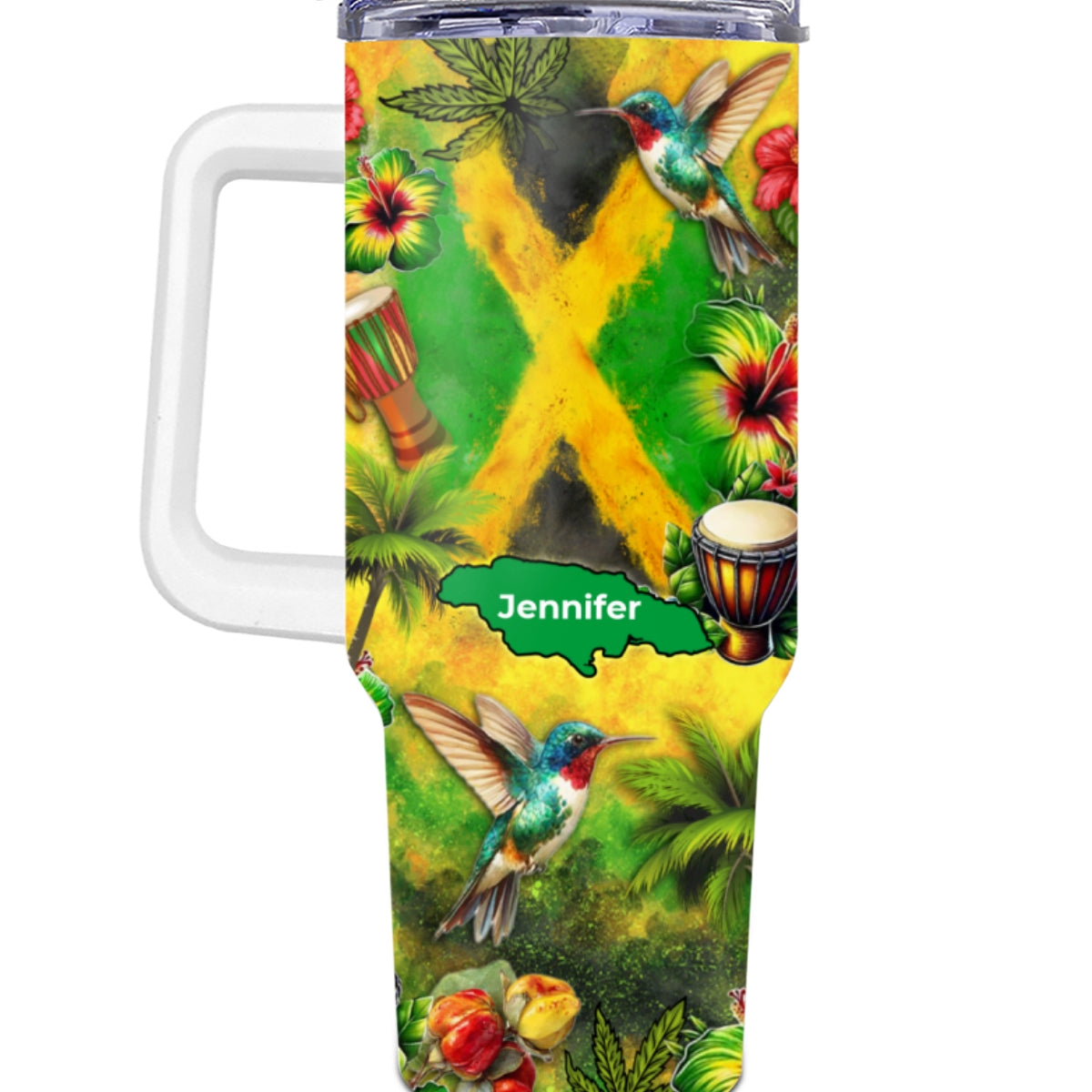 Custom Jamaica Tumbler 40oz With Water Color Background, Symbols