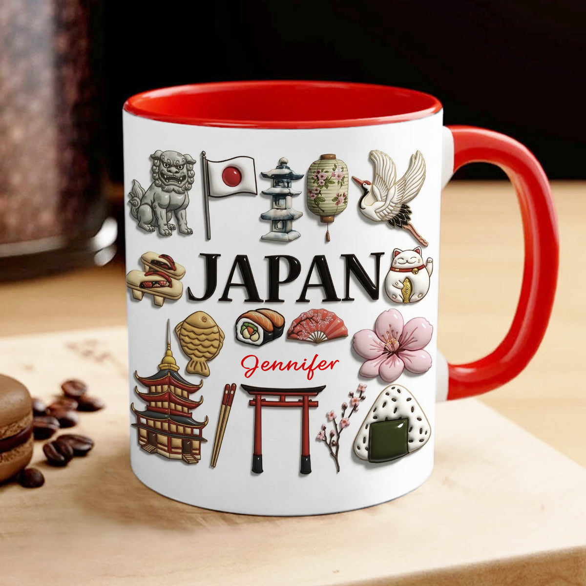 Custom Japan Accent Mug With Many Japan Symbols v2