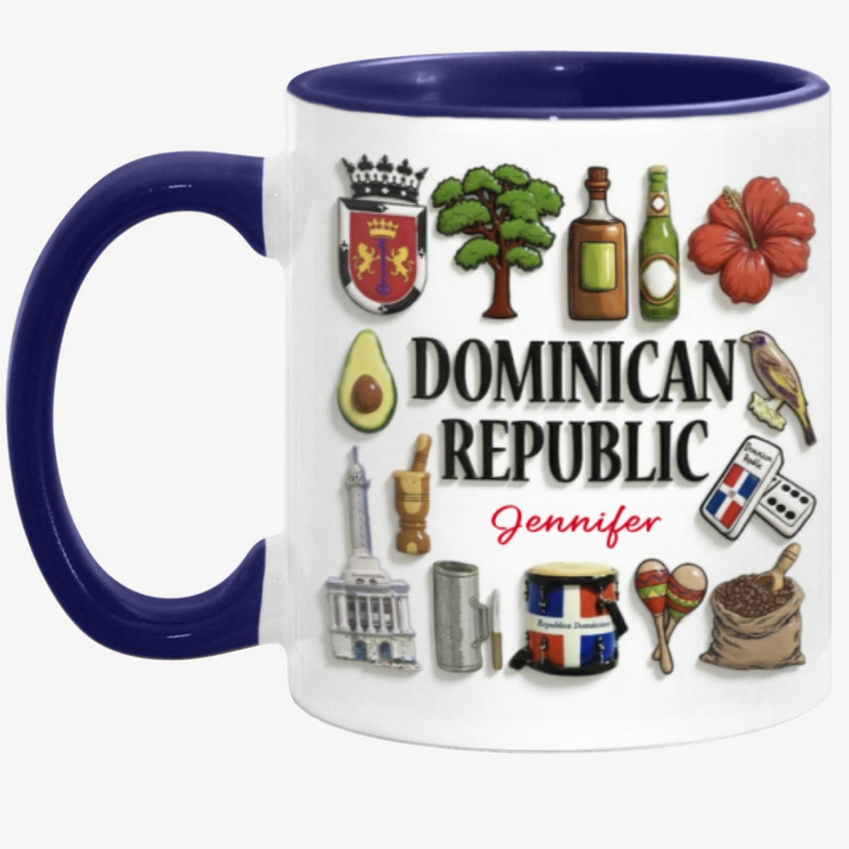 Custom Dominican Republic Accent Mug With Many Dominican Republic Symbols
